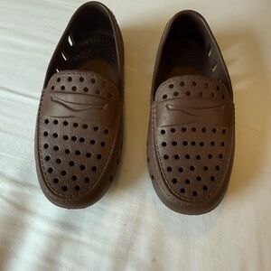 Kids Brown Perforated Dress Loafers